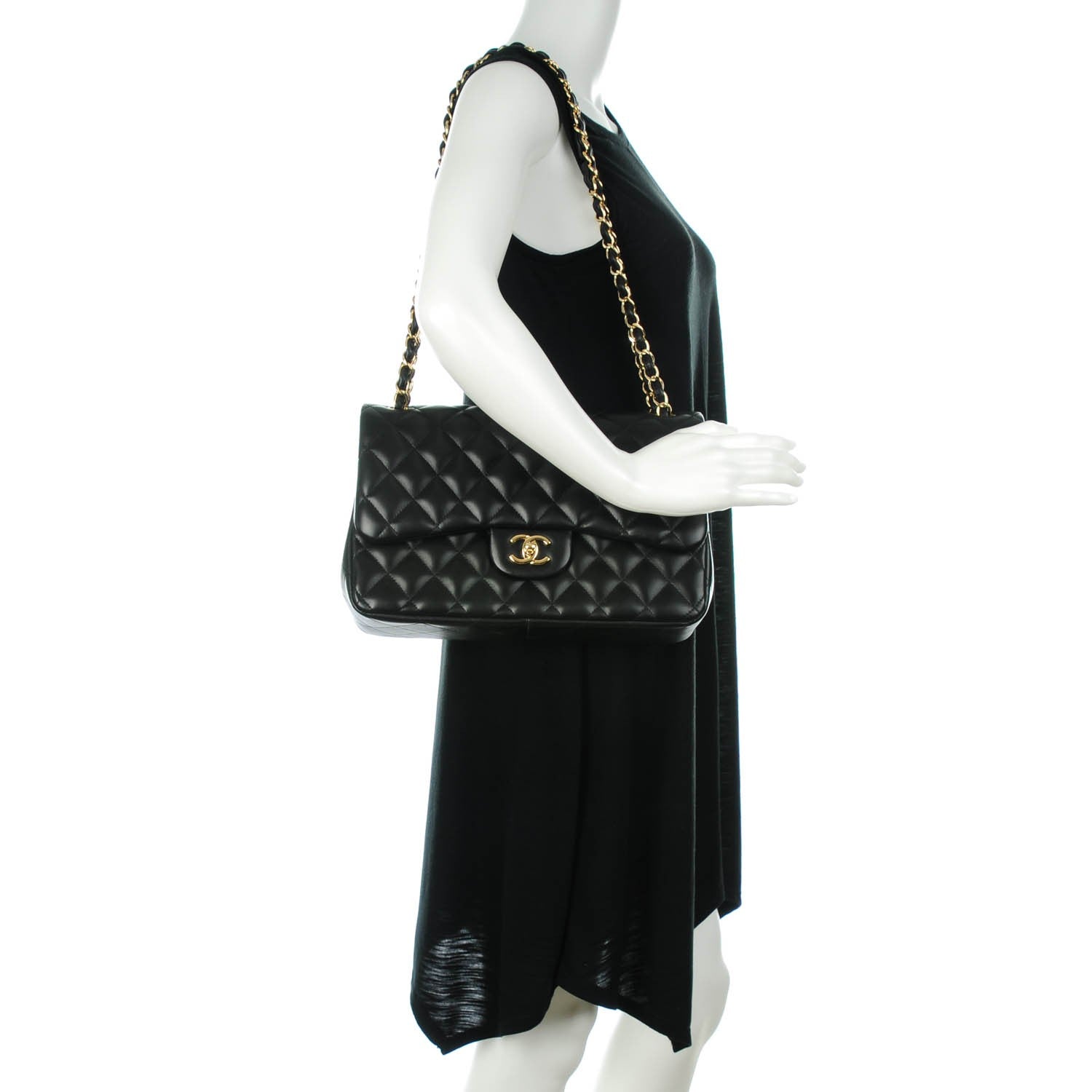 Chanel Lambskin Quilted Jumbo Double Flap Black 4 of 9