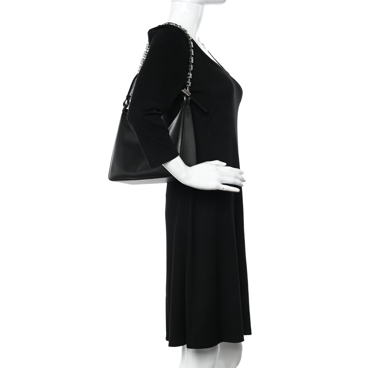 Smooth Calfskin Small Moon Cut Out Shoulder Bag Black