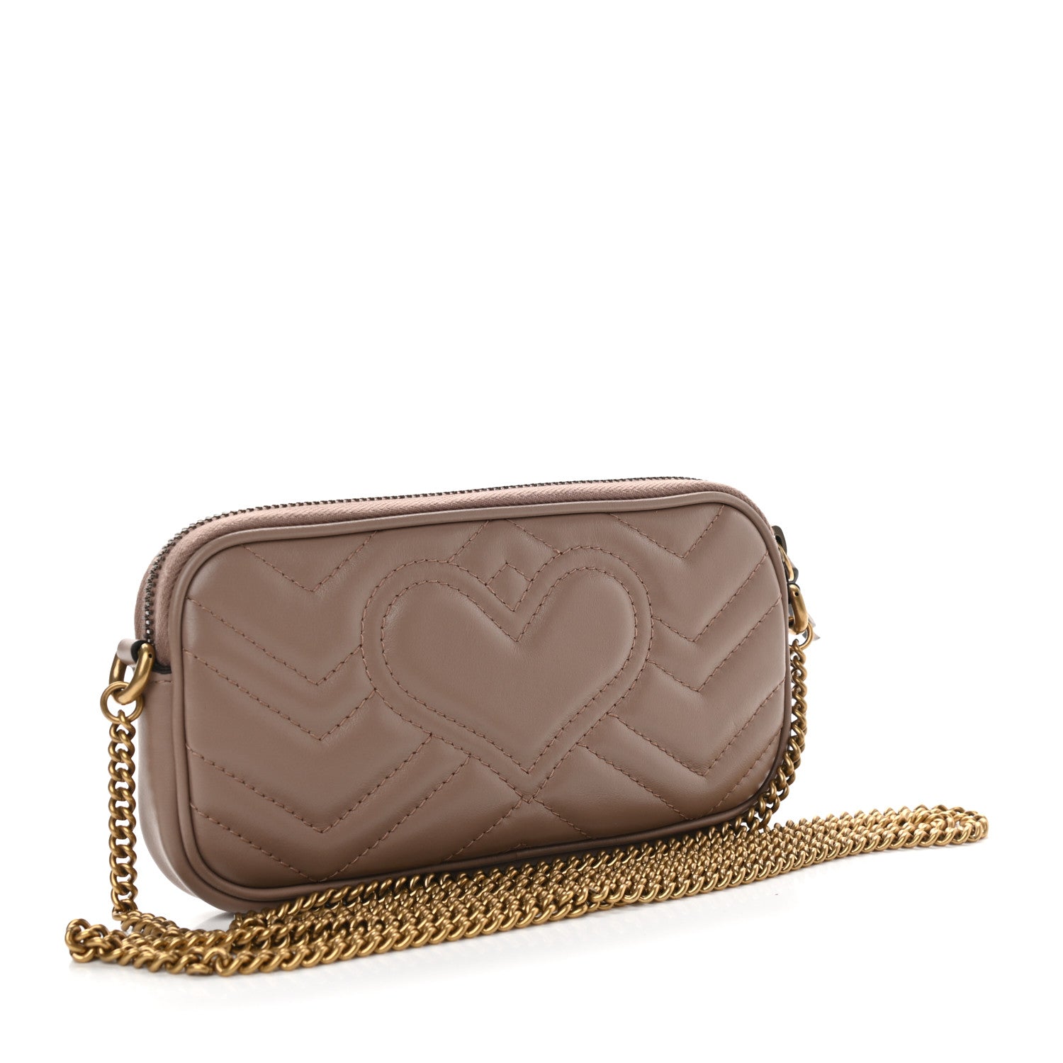 Gucci Calfskin Matelasse Mini GG Marmont Chain Crossbody Bag Porcelain Rose 3 of 9