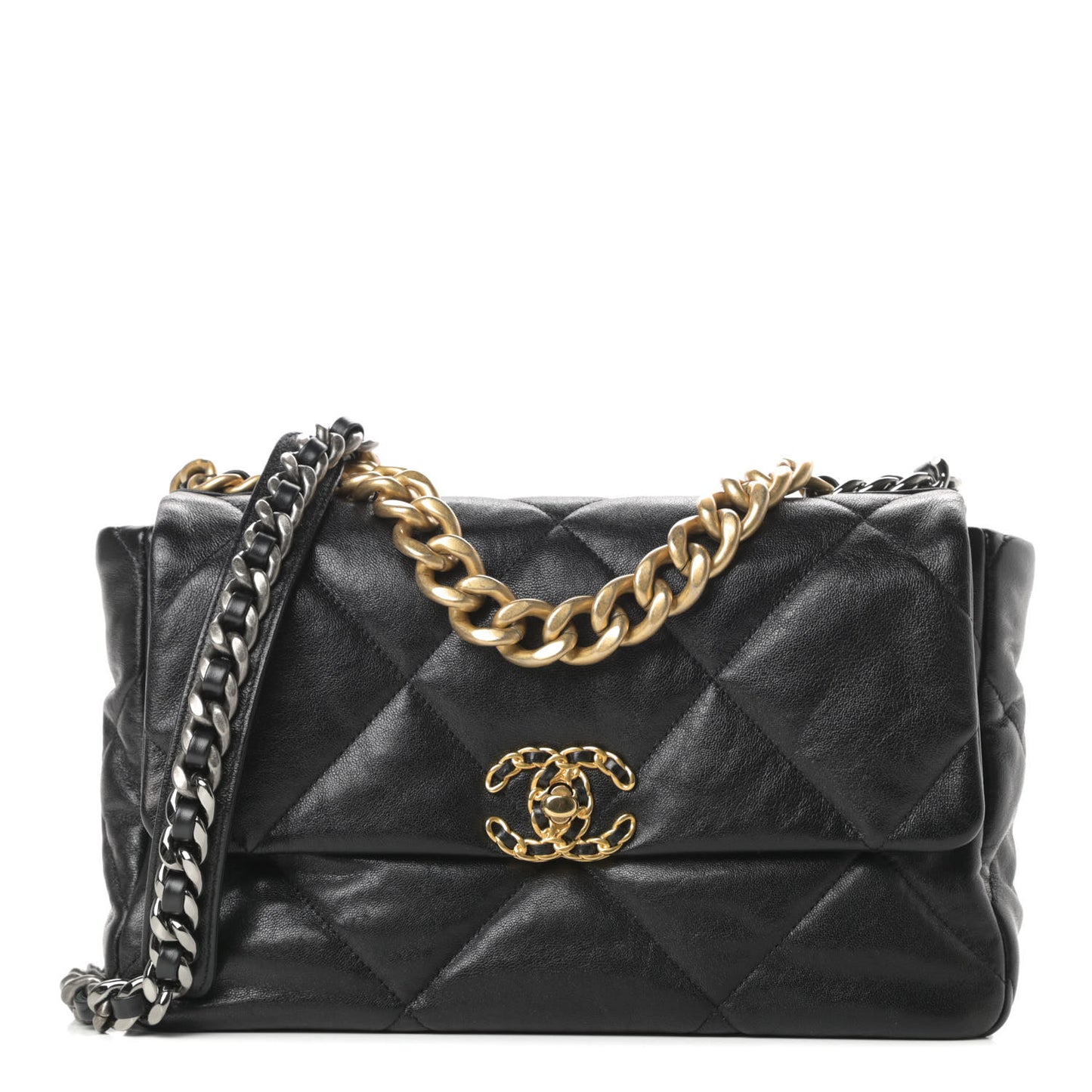 Goatskin Quilted Large Chanel 19 Flap Black