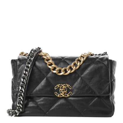 Chanel Goatskin Quilted Large Chanel 19 Flap Black 1 of 11