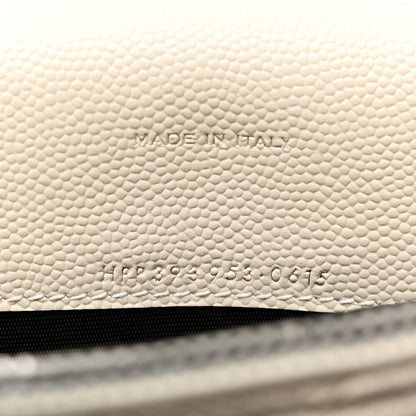 Saint Laurent Grain De Poudre Matelasse Chevron Monogram Envelope Chain Wallet Dove White 7 of 10