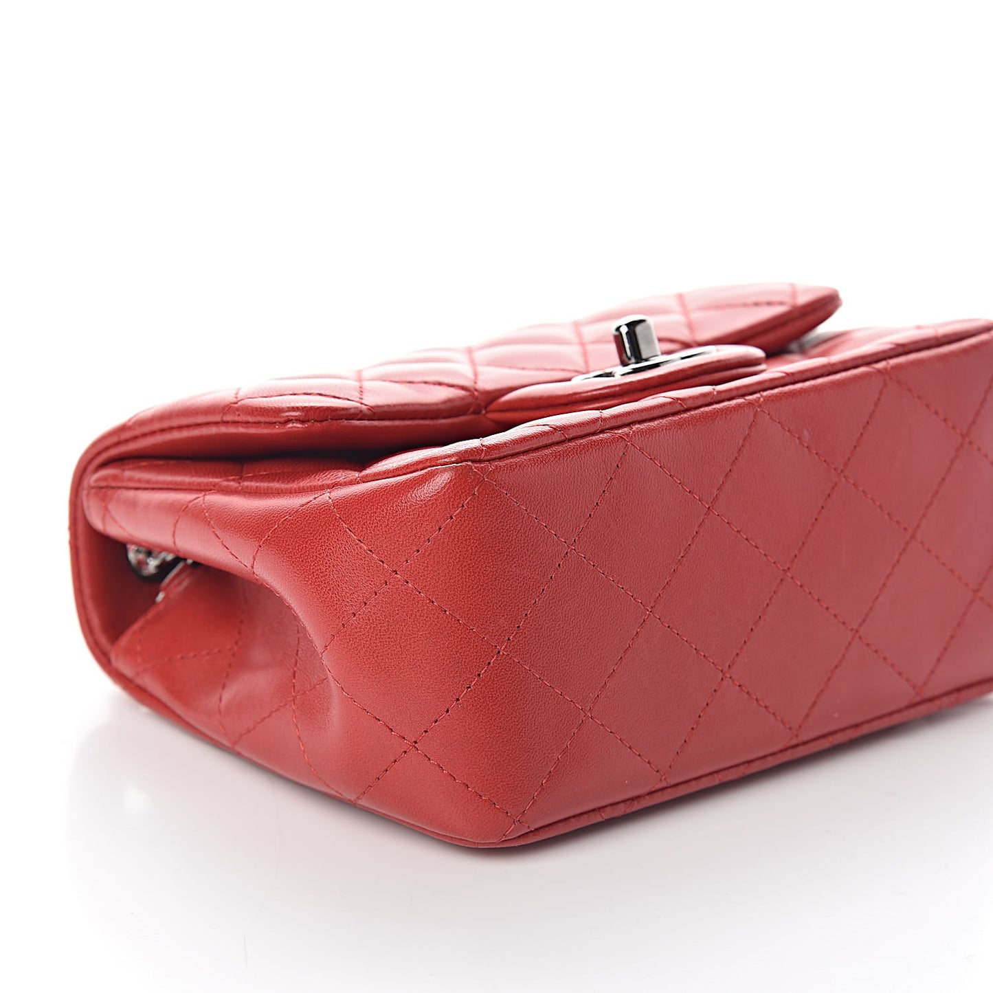 Lambskin Quilted Mini Square Flap Dark Red