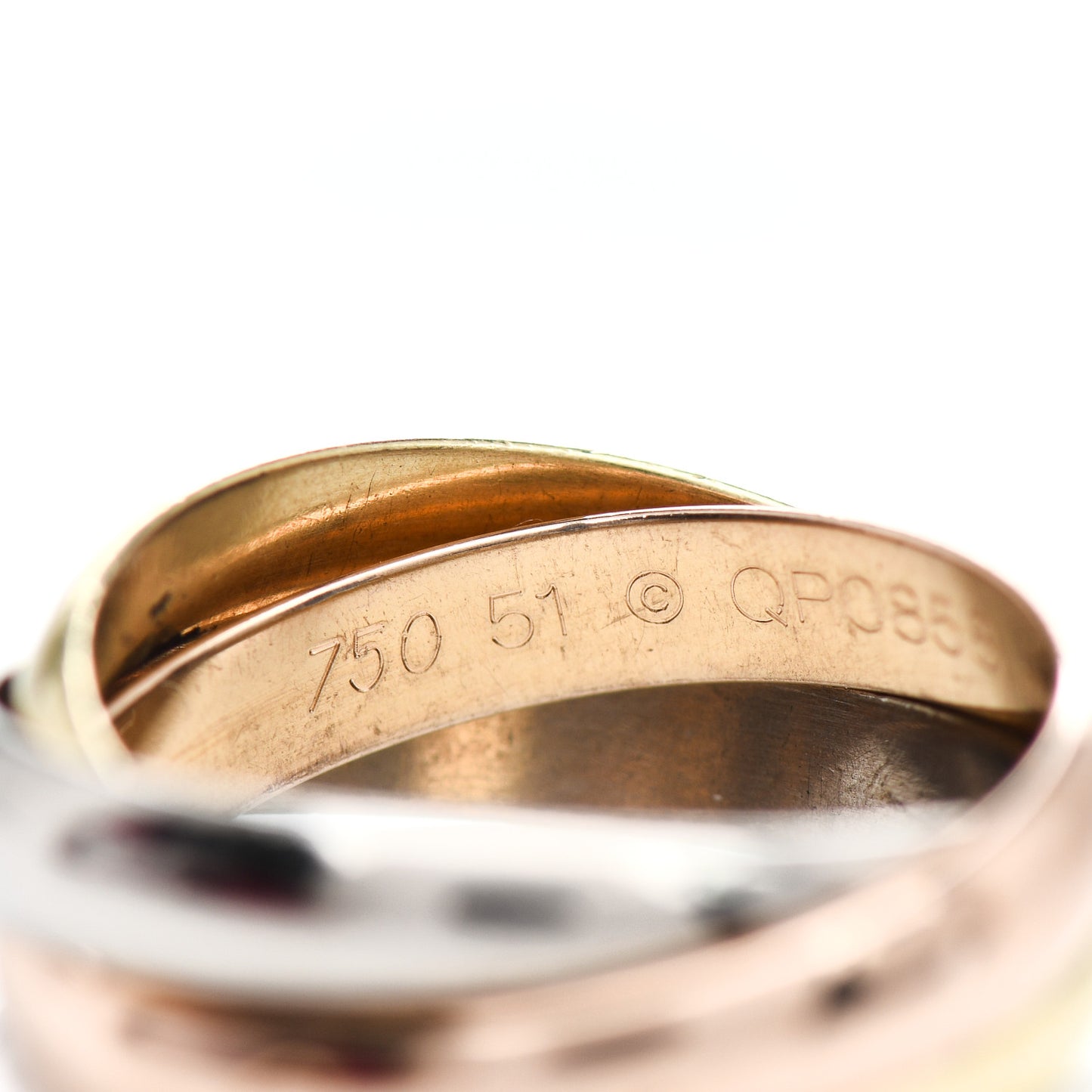 18K Pink Yellow White Gold Classic Trinity Ring 50 5.25