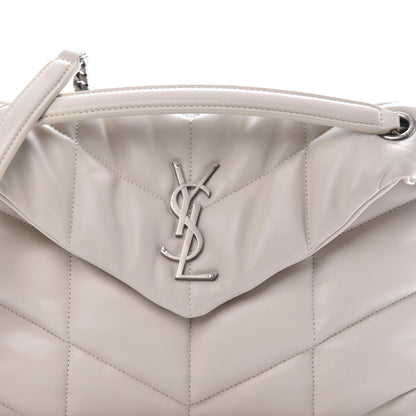 Saint Laurent Lambskin Quilted Small Loulou Puffer Monogram Chain Satchel Blanc Vintage 10 of 11