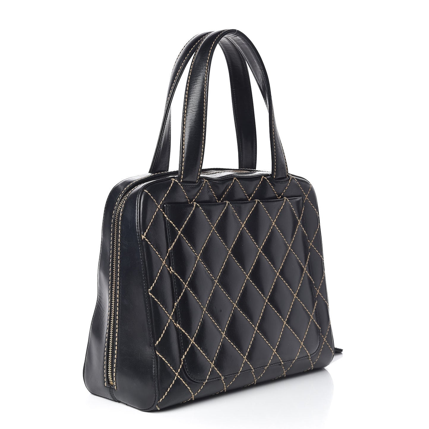 Calfskin Contrast Stitch Surpique Bowler Black