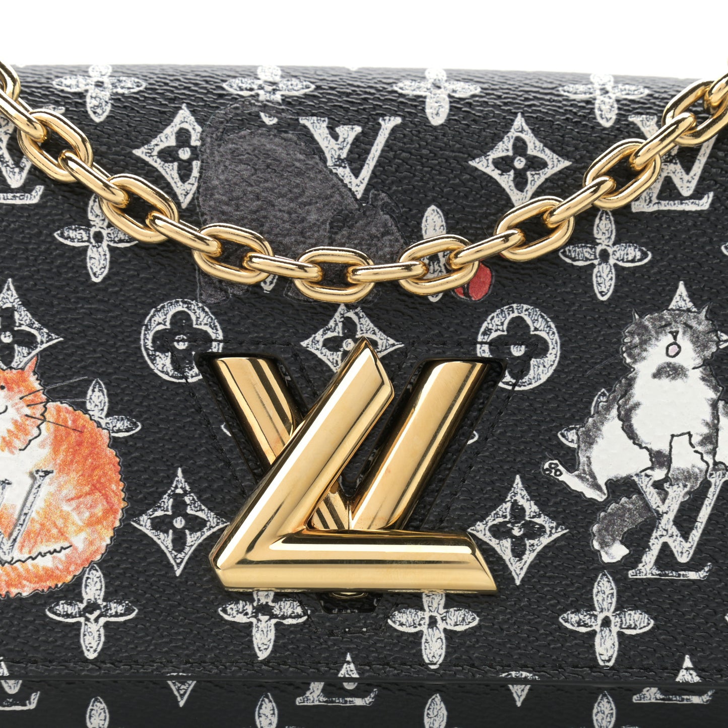 Catogram Twist Chain Wallet Black