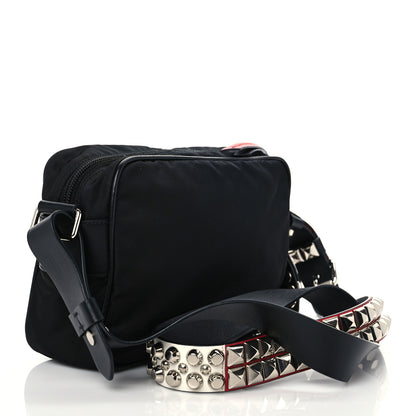 Prada Tessuto Nylon Studded New Vela Shoulder Bag Black Fuoco 2 of 7