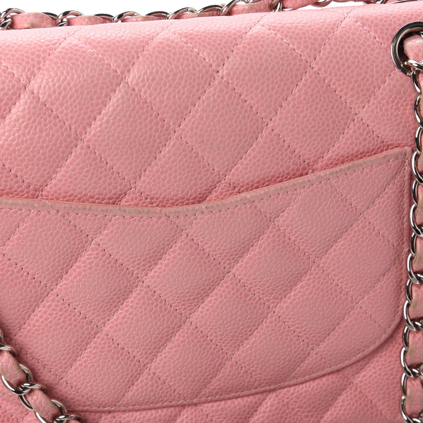 Caviar Quilted Medium Double Flap Pink