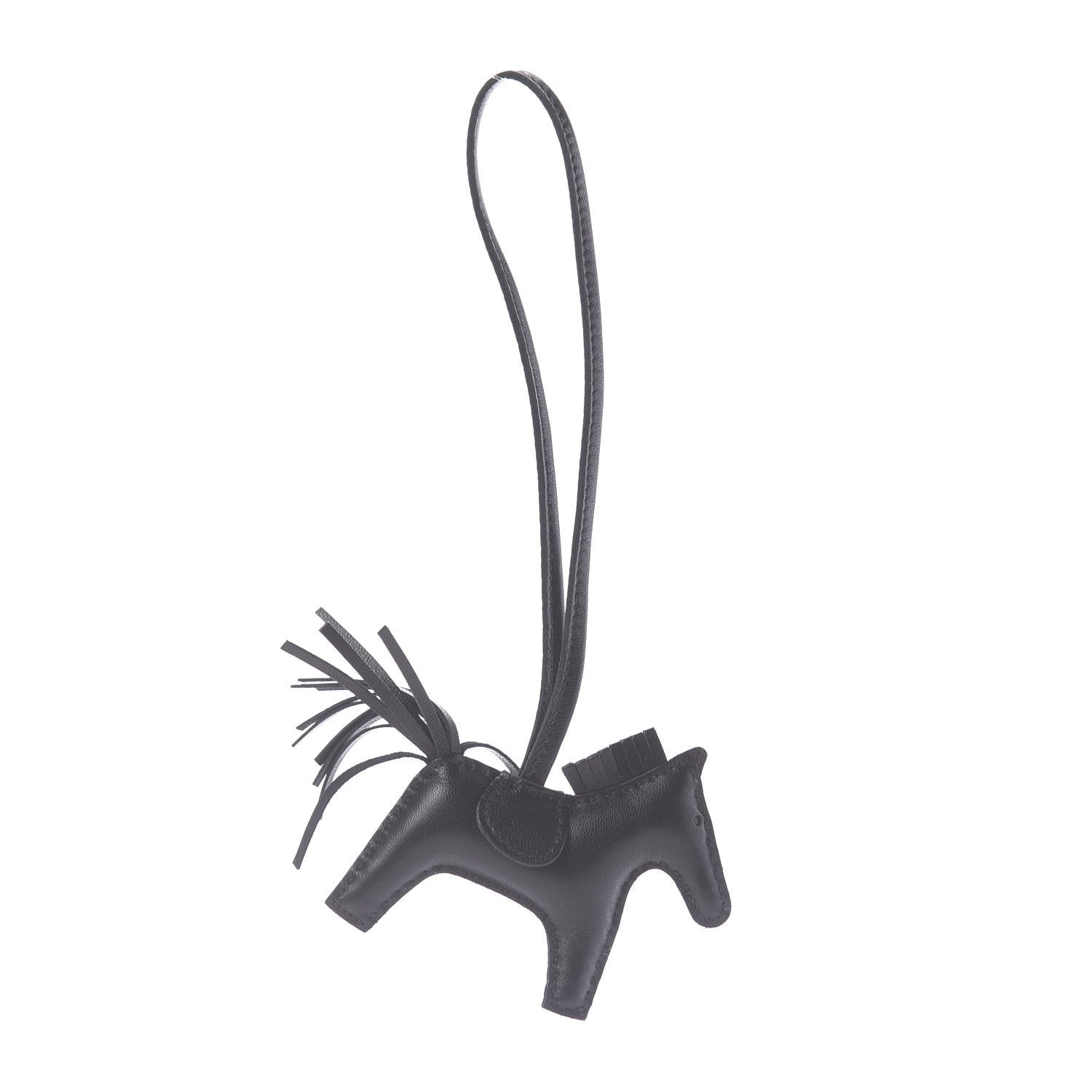 Hermes Milo Lambskin Grigri Rodeo Horse Bag Charm PM So Black 1 of 5