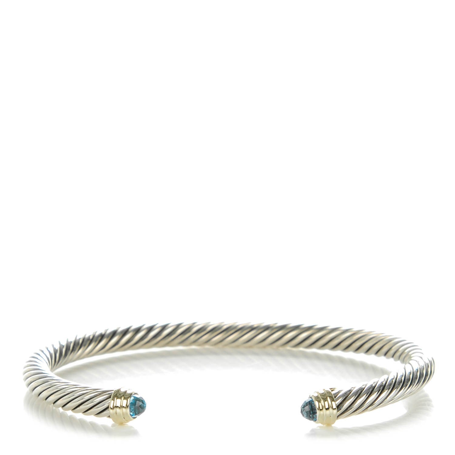 David Yurman Sterling Silver 14K Yellow Gold Blue Topaz 5mm Cable Classics Petite Color Bracelet 1 of 6