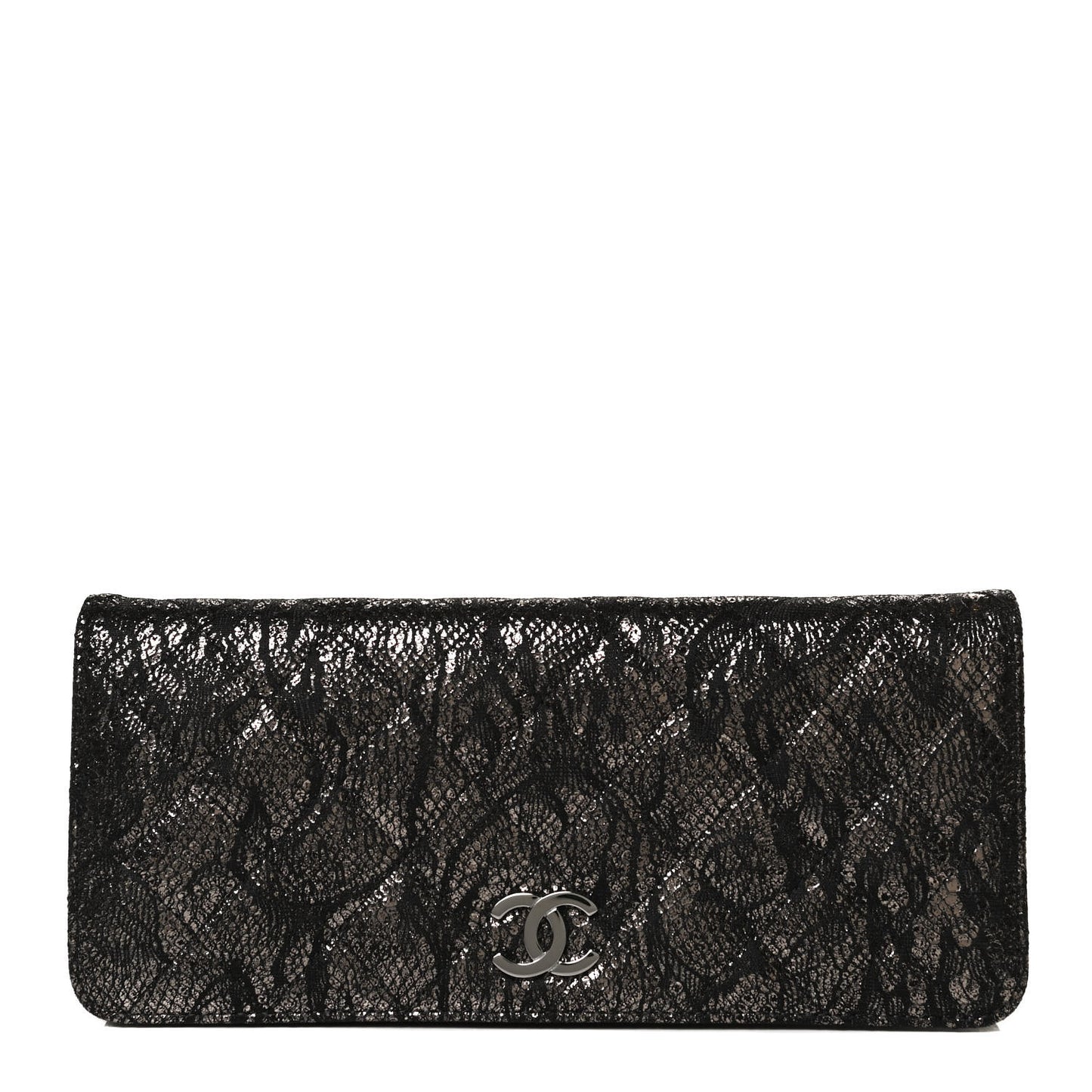 Metallic Tweed Quilted Clutch Black Dark Silver