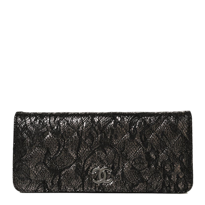 Chanel Metallic Tweed Quilted Clutch Black Dark Silver 1 of 12