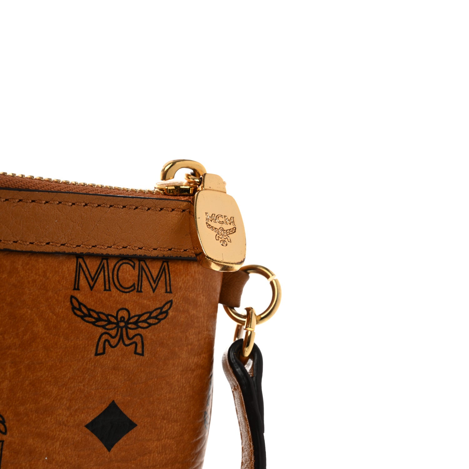 MCM Visetos Liz Shopper Tote Pouch Cognac 13 of 16