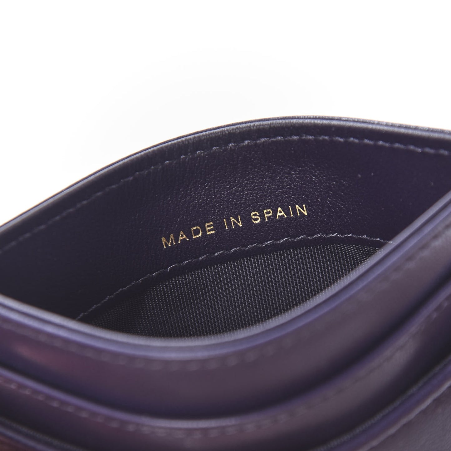 Shiny Goatskin Quilted 19 Card Holder Purple