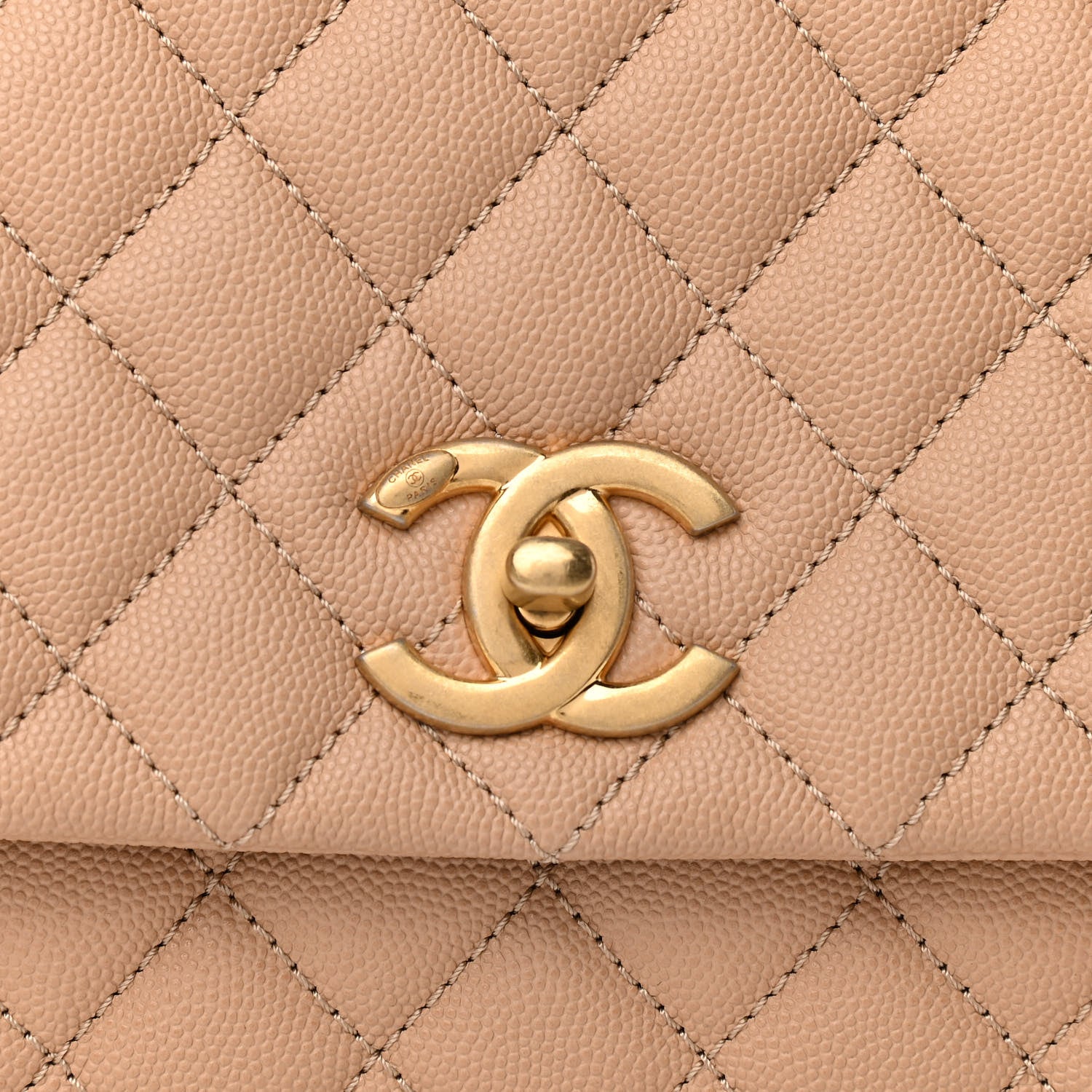 Chanel Caviar Lizard Embossed Quilted Small Coco Handle Flap Beige 10 of 11