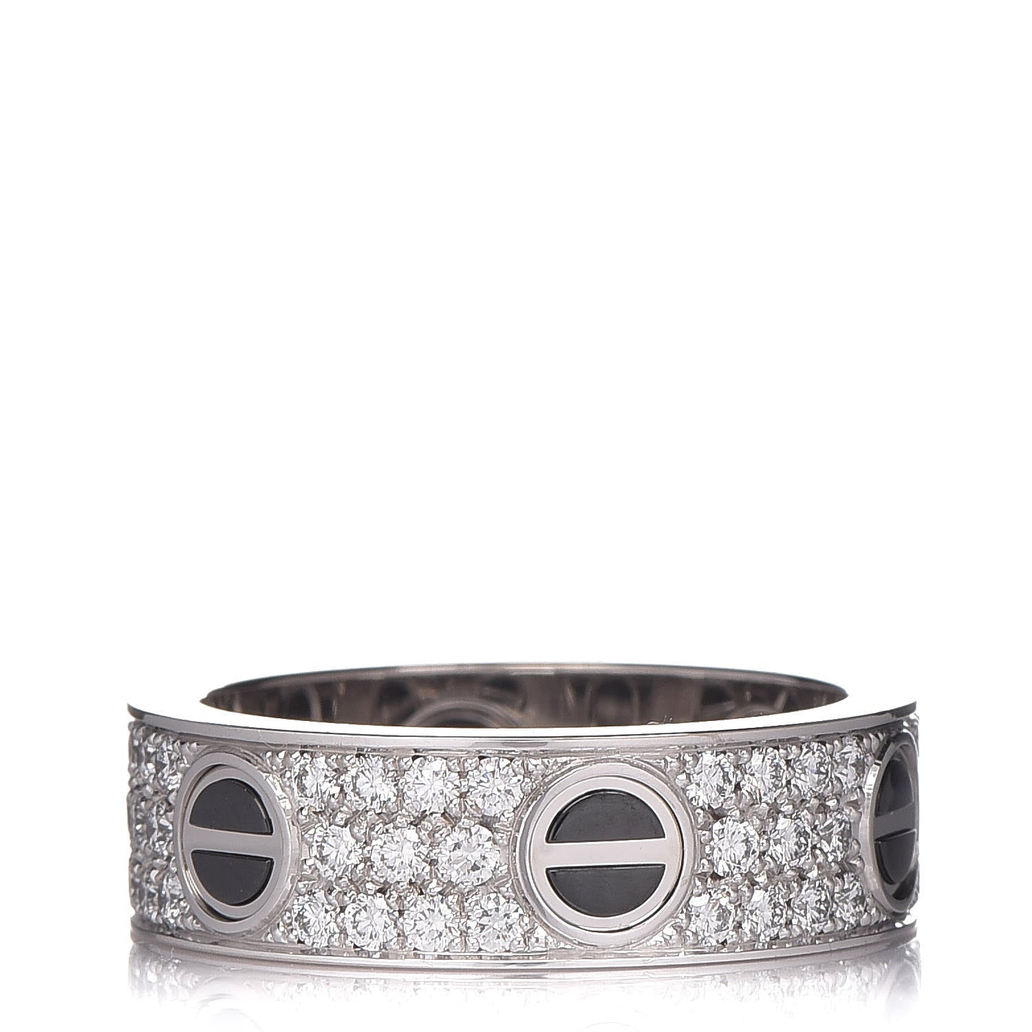 Cartier 18K White Gold Diamond Ceramic LOVE Paved Ring 57 8 1 of 7