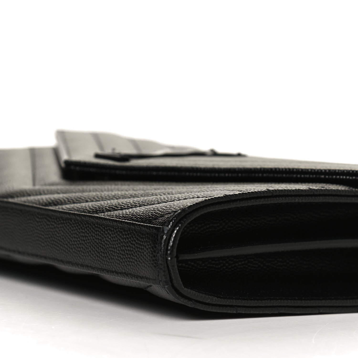 Saint Laurent Grain De Poudre Matelasse Chevron Monogram Chain Wallet Black 10 of 11