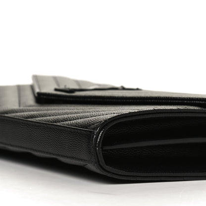 Saint Laurent Grain De Poudre Matelasse Chevron Monogram Chain Wallet Black 10 of 11