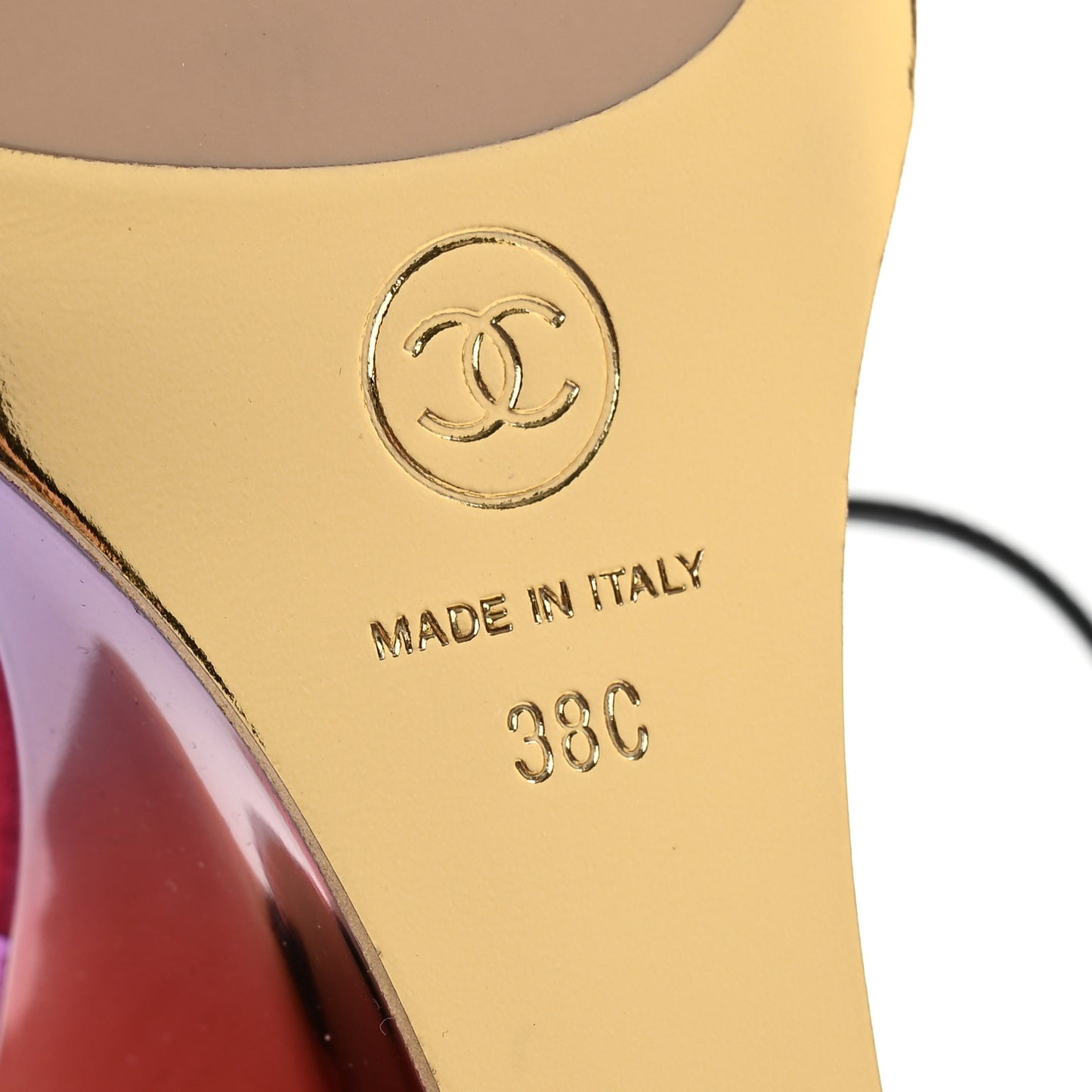 Laminated Calfskin Grosgrain Cap Toe CC Wedge Pumps 38 Pink Orange Yellow Black