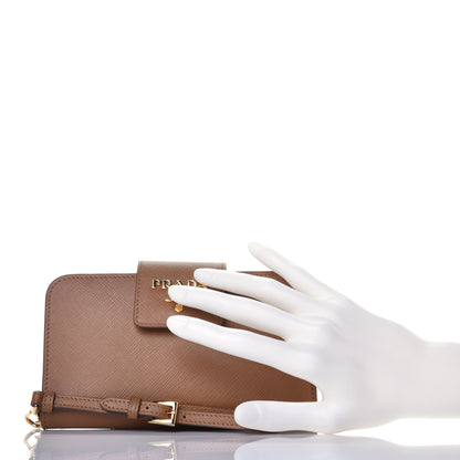 Prada Saffiano Metal Wristlet Caramel 2 of 8