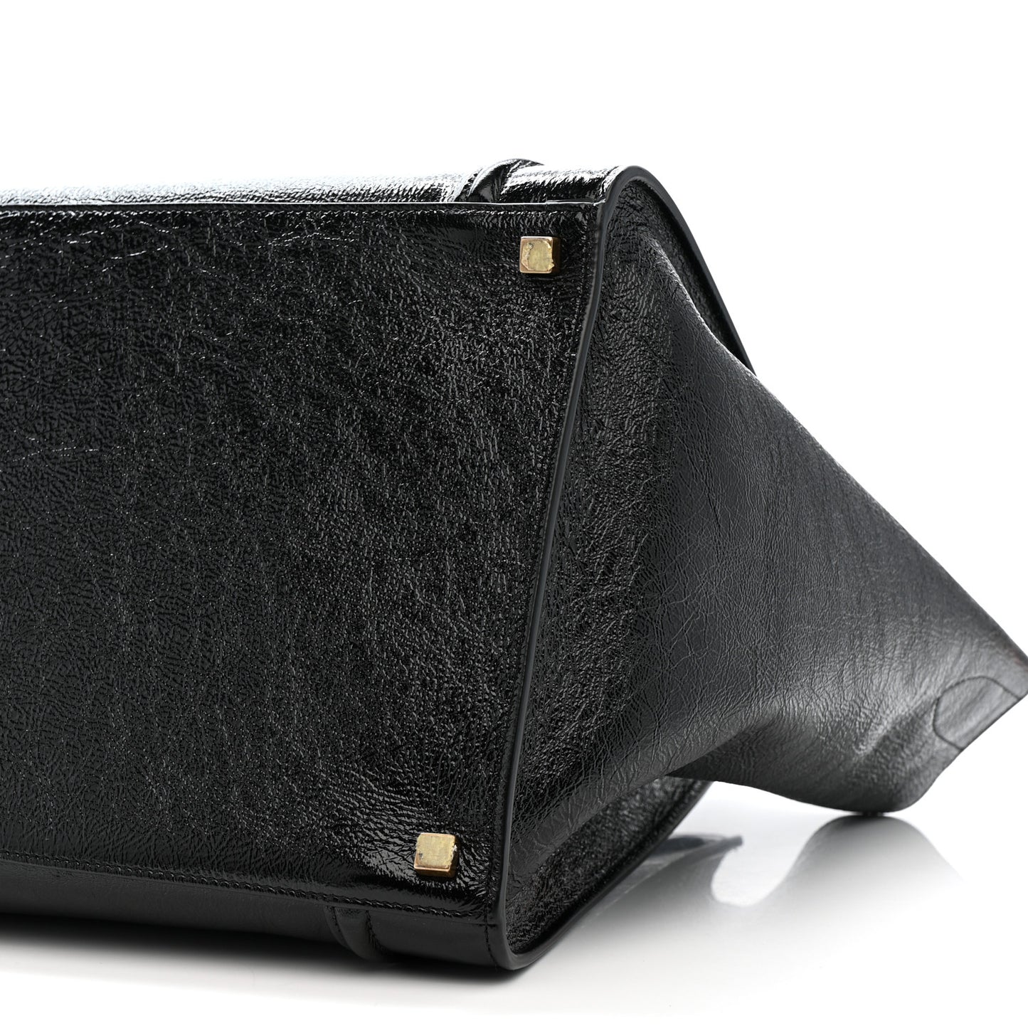 Crinkled Patent Calfskin Medium Phantom Luggage Black