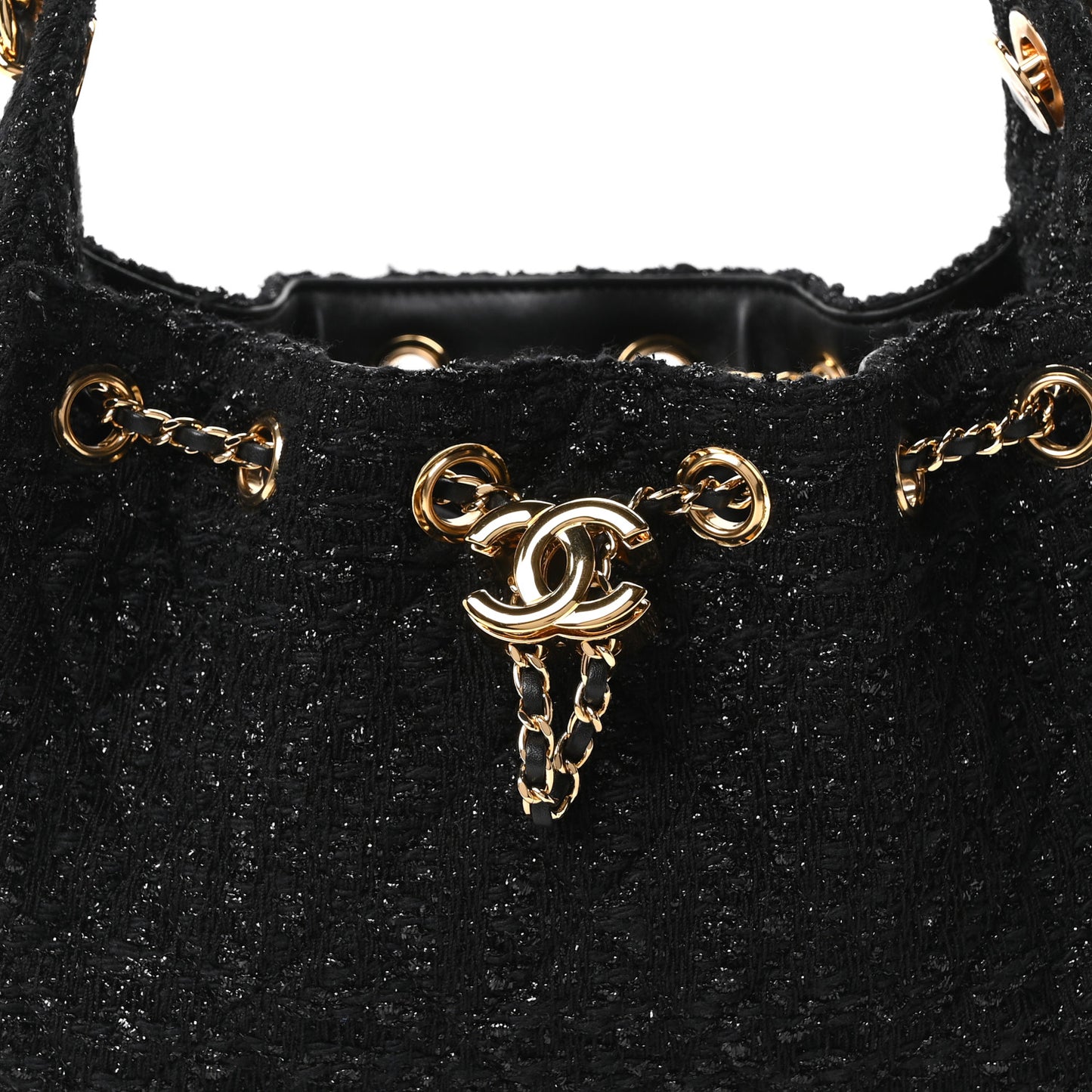 Tweed Quilted Mini Chanel 25 Handbag Black