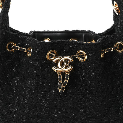 Chanel Tweed Quilted Mini Chanel 25 Handbag Black 8 of 10