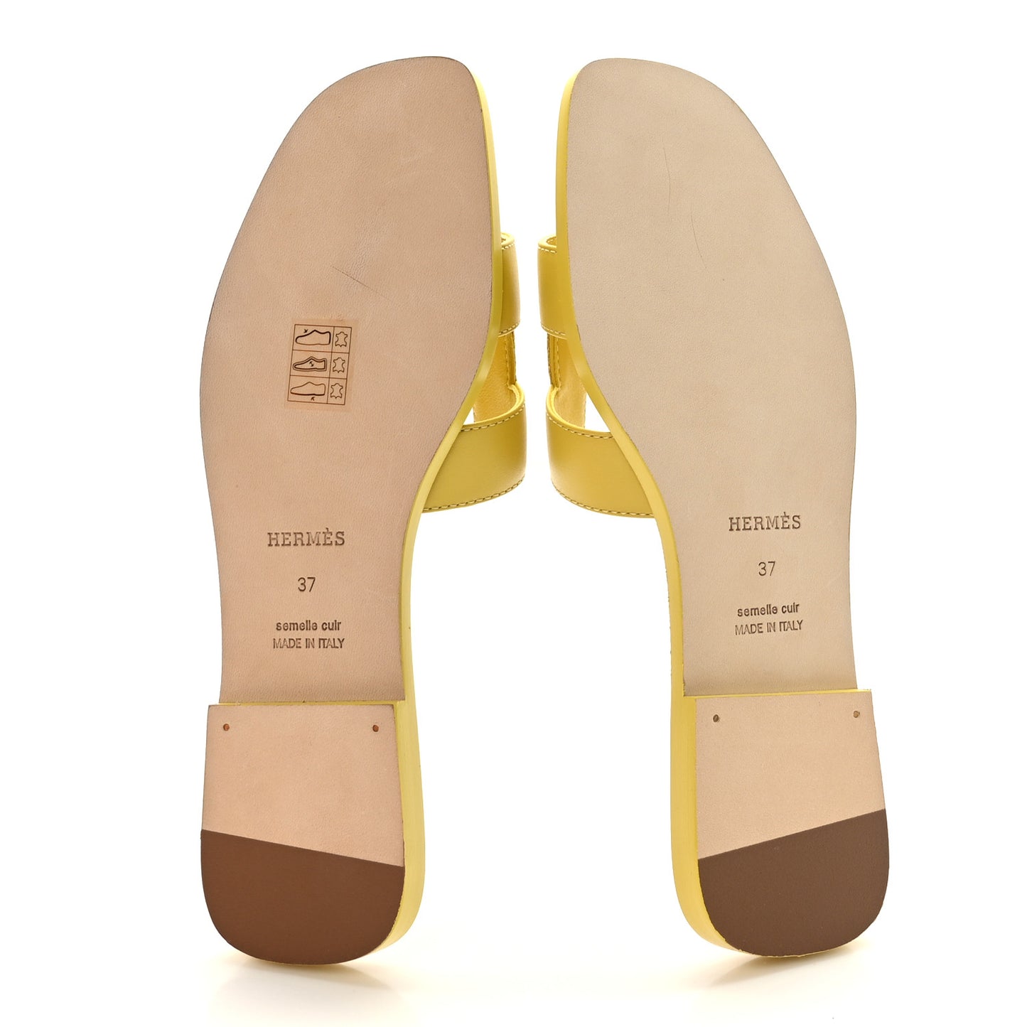 Box Calfskin Oran Sandals 37 Jaune Citron