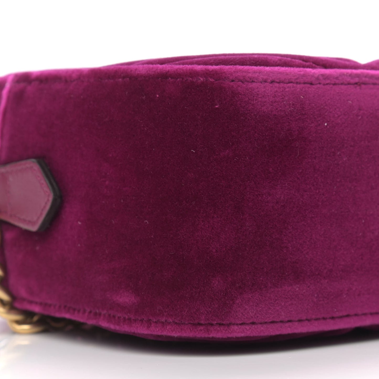Velvet Matelasse Small GG Marmont Chain Shoulder Bag Fuchsia Violet Cyclamen