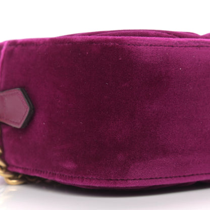 Gucci Velvet Matelasse Small GG Marmont Chain Shoulder Bag Fuchsia Violet Cyclamen 8 of 9