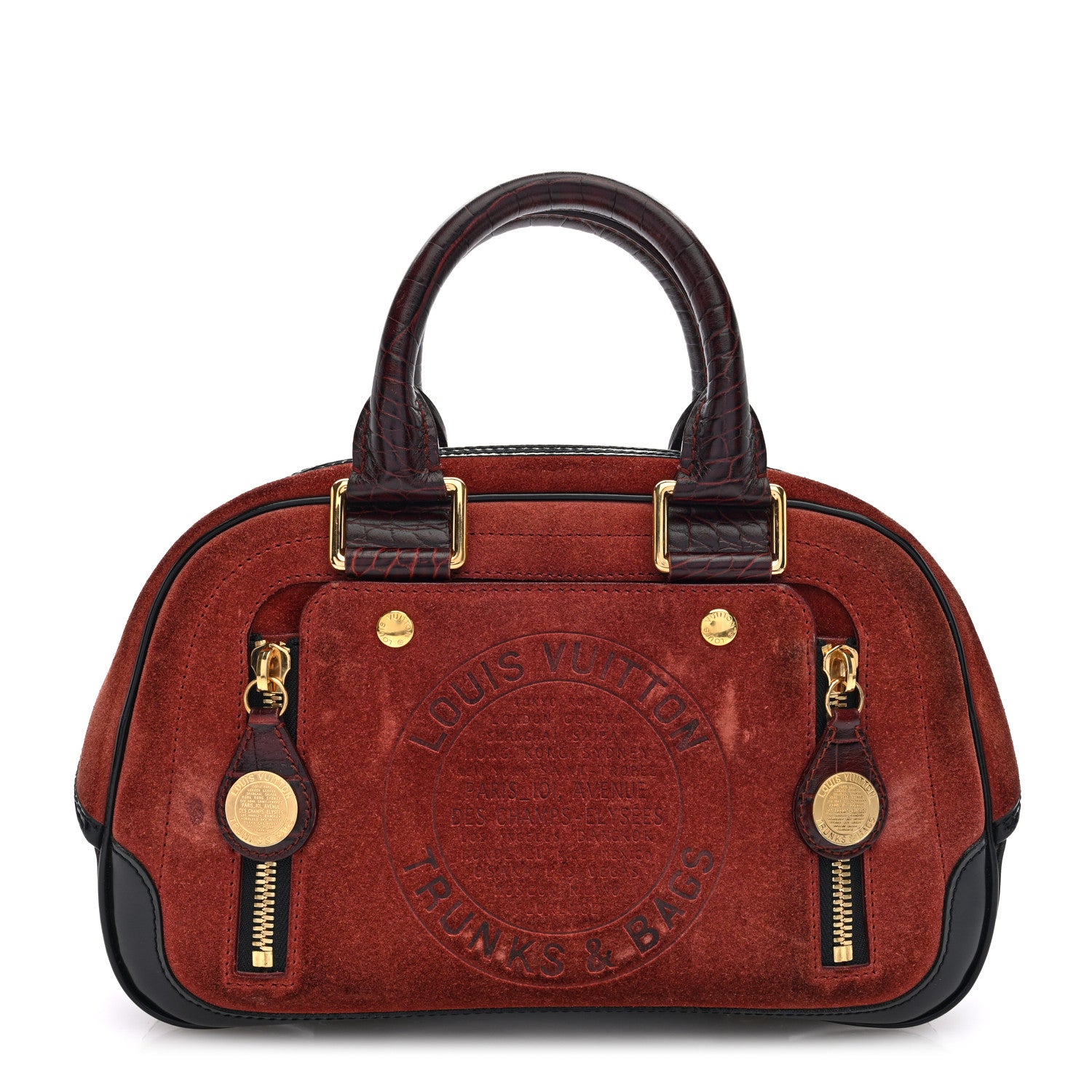 Louis Vuitton Suede Stamped Alligator Embossed Havane Bowler PM Brun 1 of 9