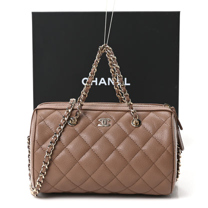 Chanel Caviar Quilted Barrel Clutch With Chain Brown 11 of 11