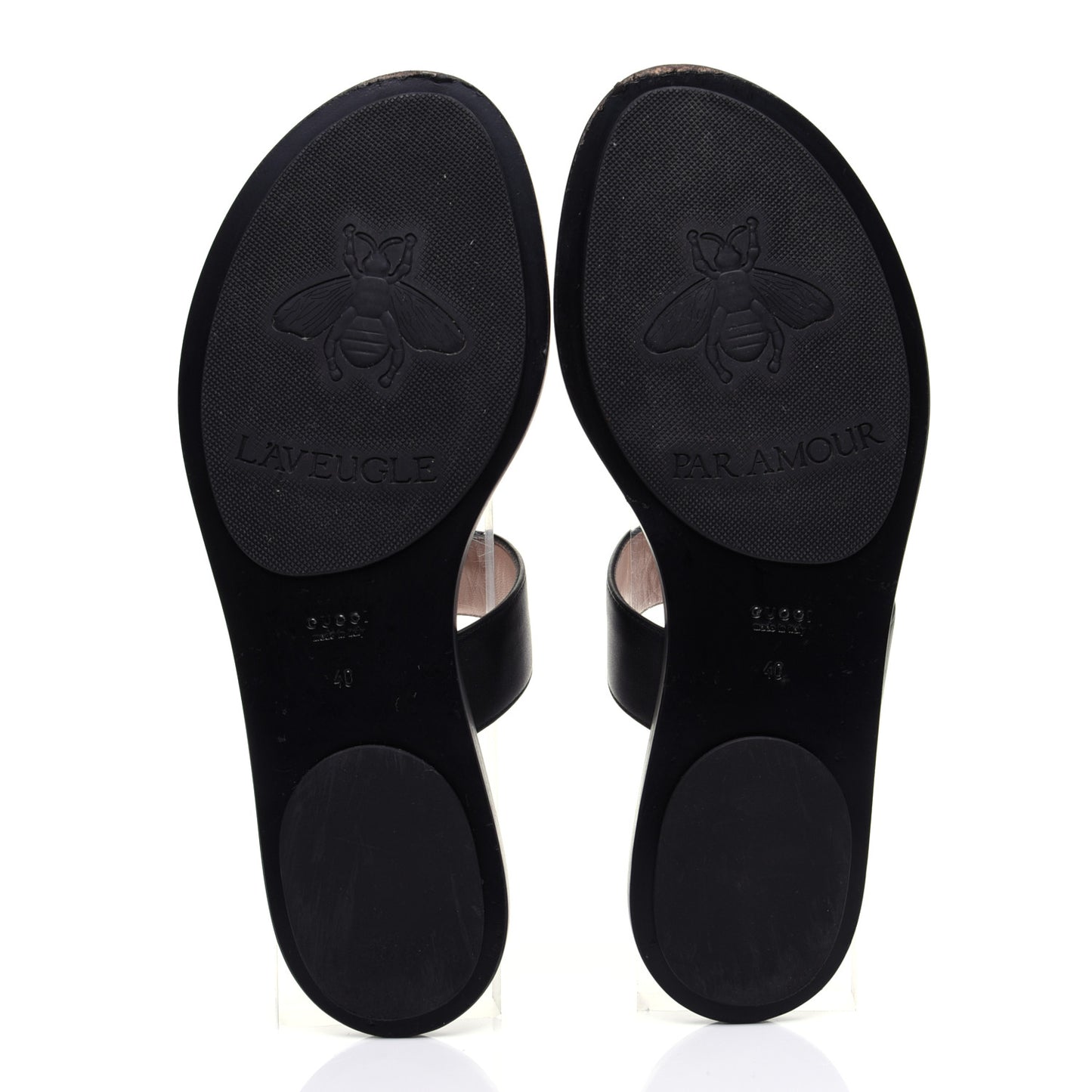 Calfskin GG Marmont Thong Sandals 40 Black
