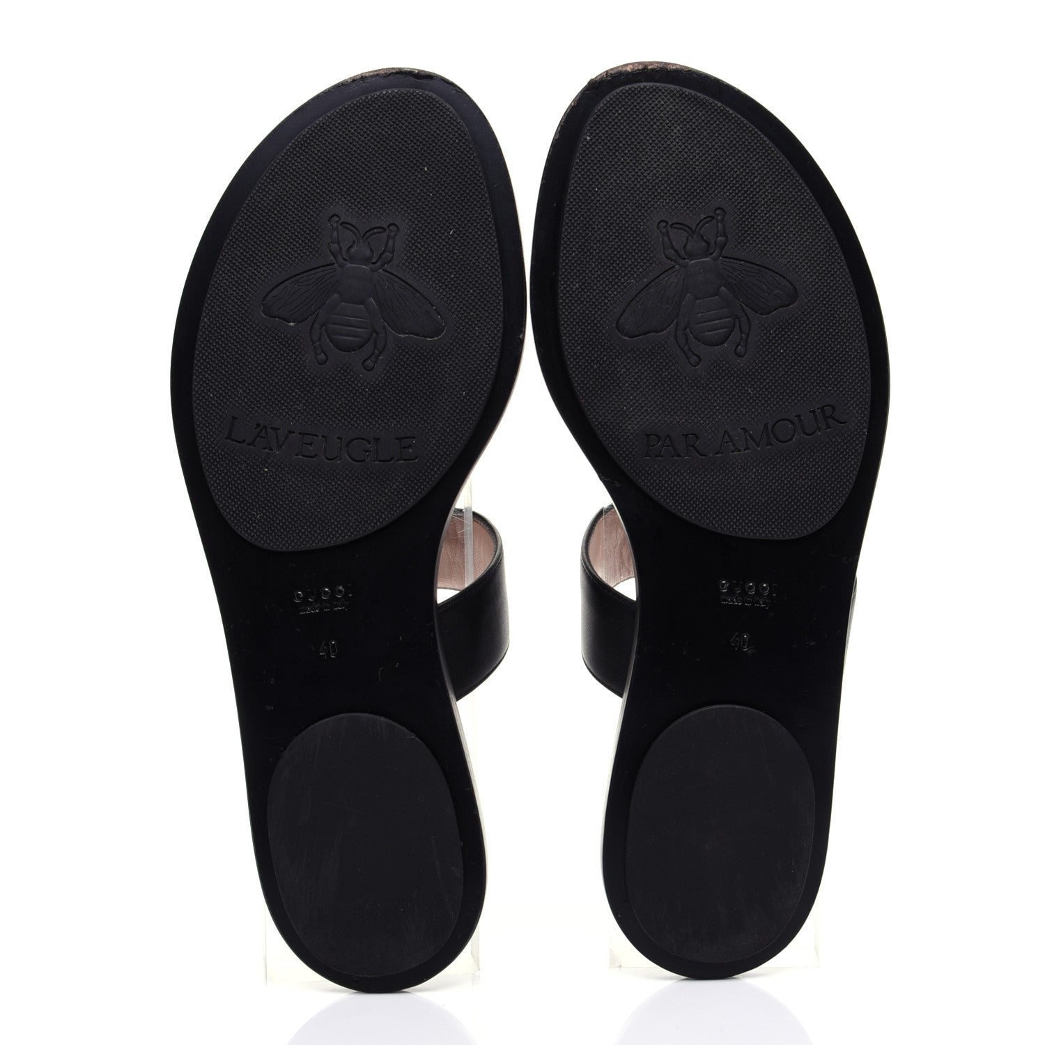 Gucci Calfskin GG Marmont Thong Sandals 40 Black 8 of 12