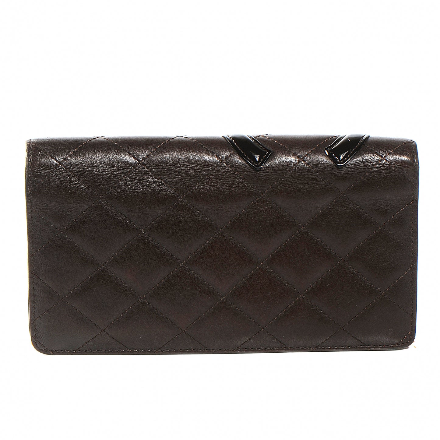 Calfskin Quilted Cambon CC Yen Wallet Brown