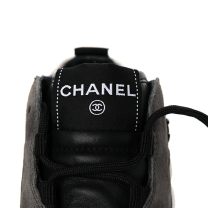 Chanel Nylon Suede Calfskin Womens Sneakers 39 White Grey 6 of 11
