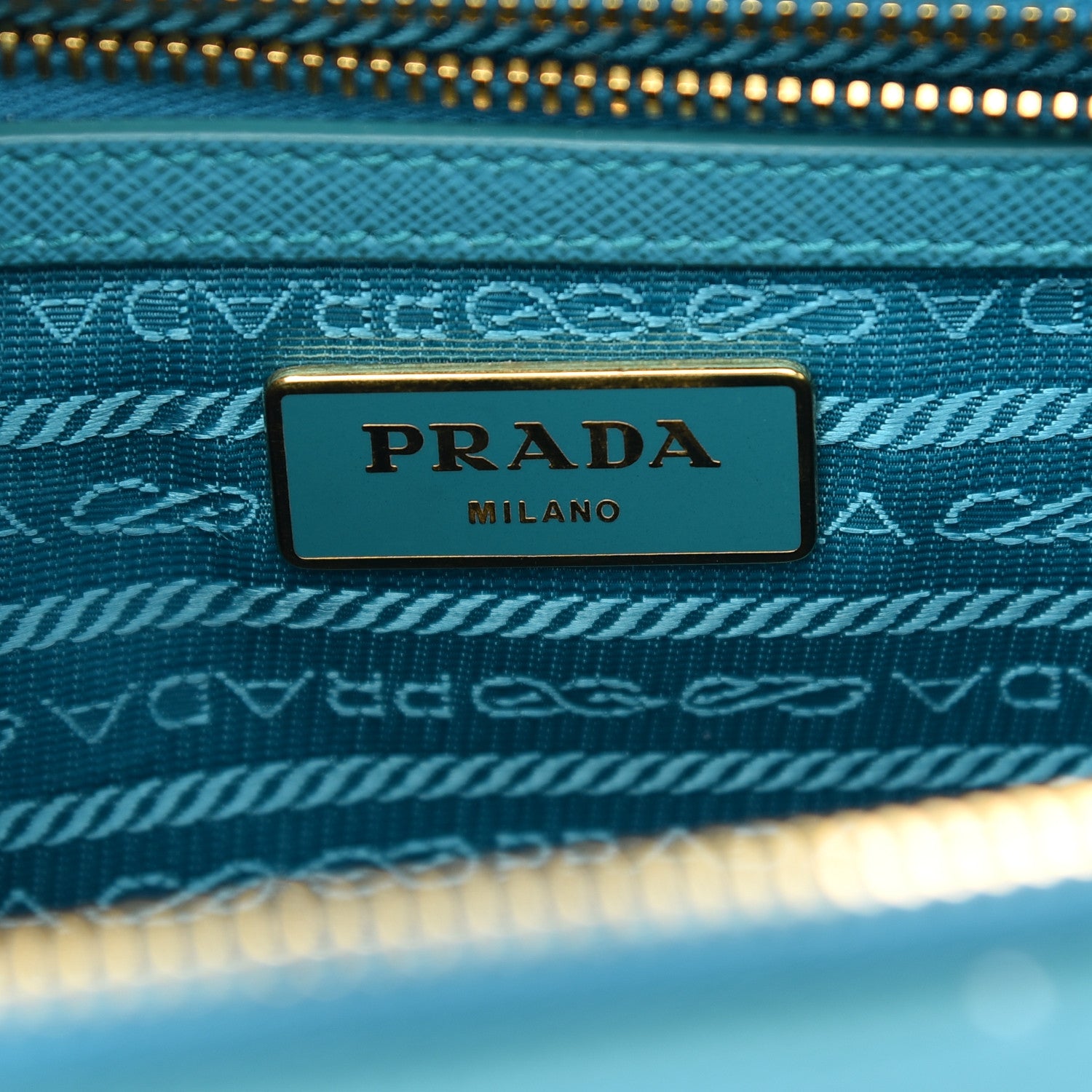 Prada Saffiano Lux Small Double Zip Tote Turchese 5 of 7