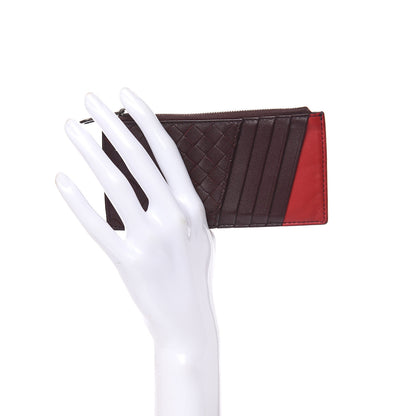 Bottega Veneta Nappa Intrecciato Zip Card Case Dark Barolo China Red 2 of 10