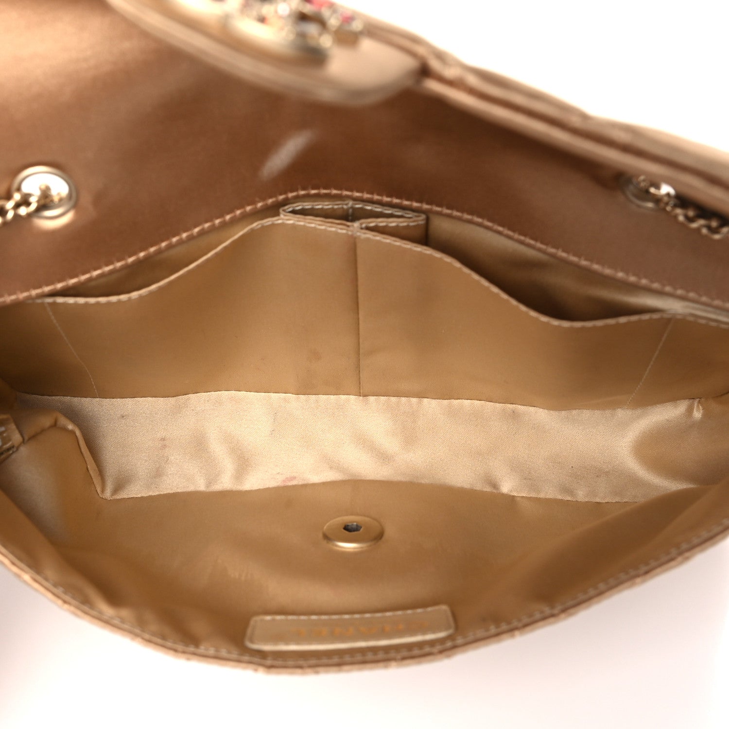 Chanel Satin Quilted Precious Jewel East West Flap Beige 5 of 10