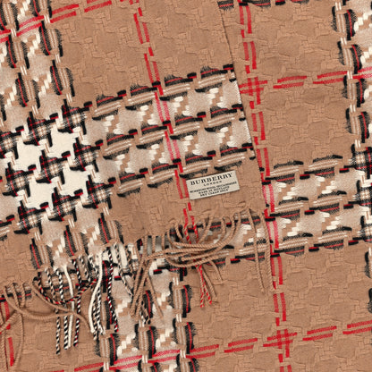 Burberry Merino Wool Cashmere Check Scarf Beige 3 of 3