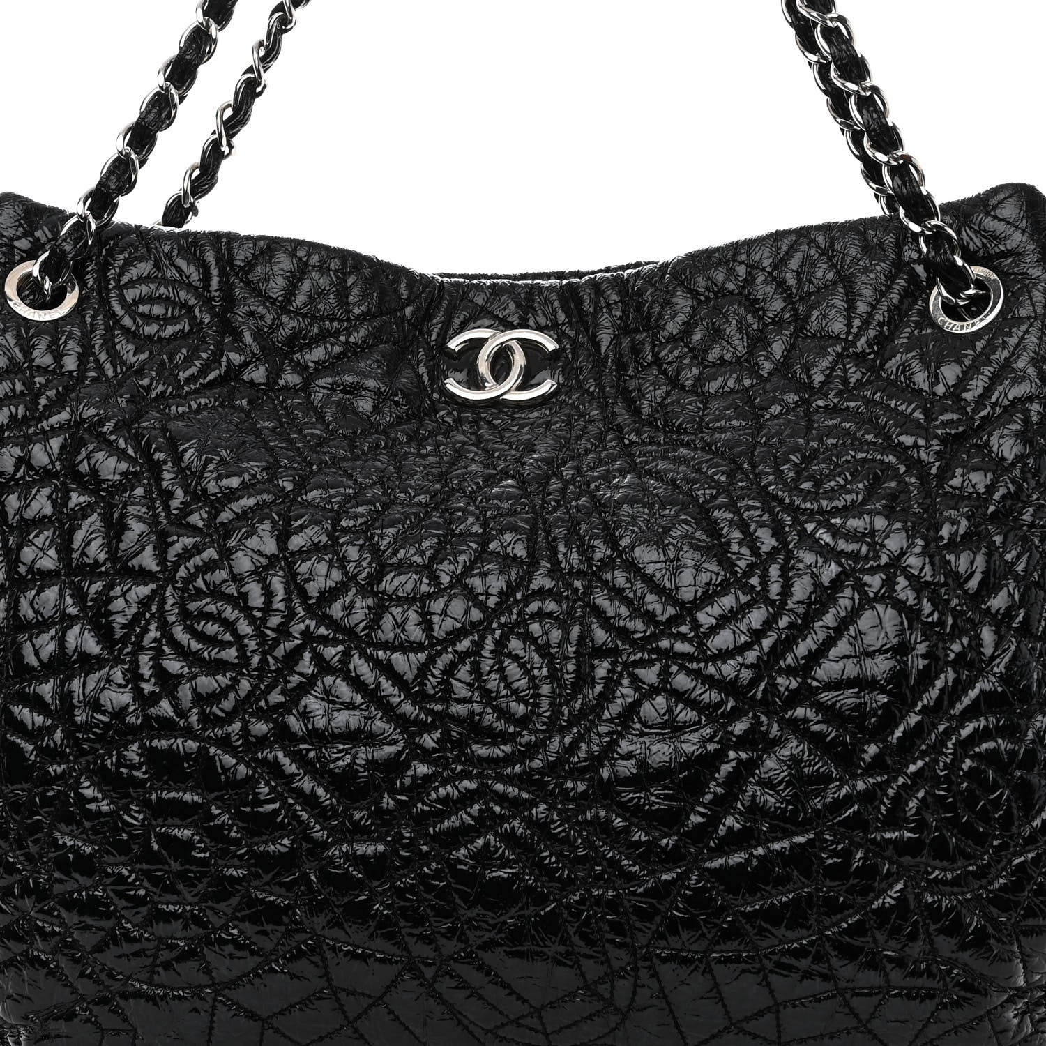 Chanel Vinyl Graphic Edge Tote Black 7 of 9