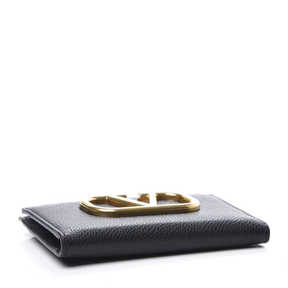 Valentino Garavani Grained Calfskin VLogo Coin Case Card Holder Black 3 of 8