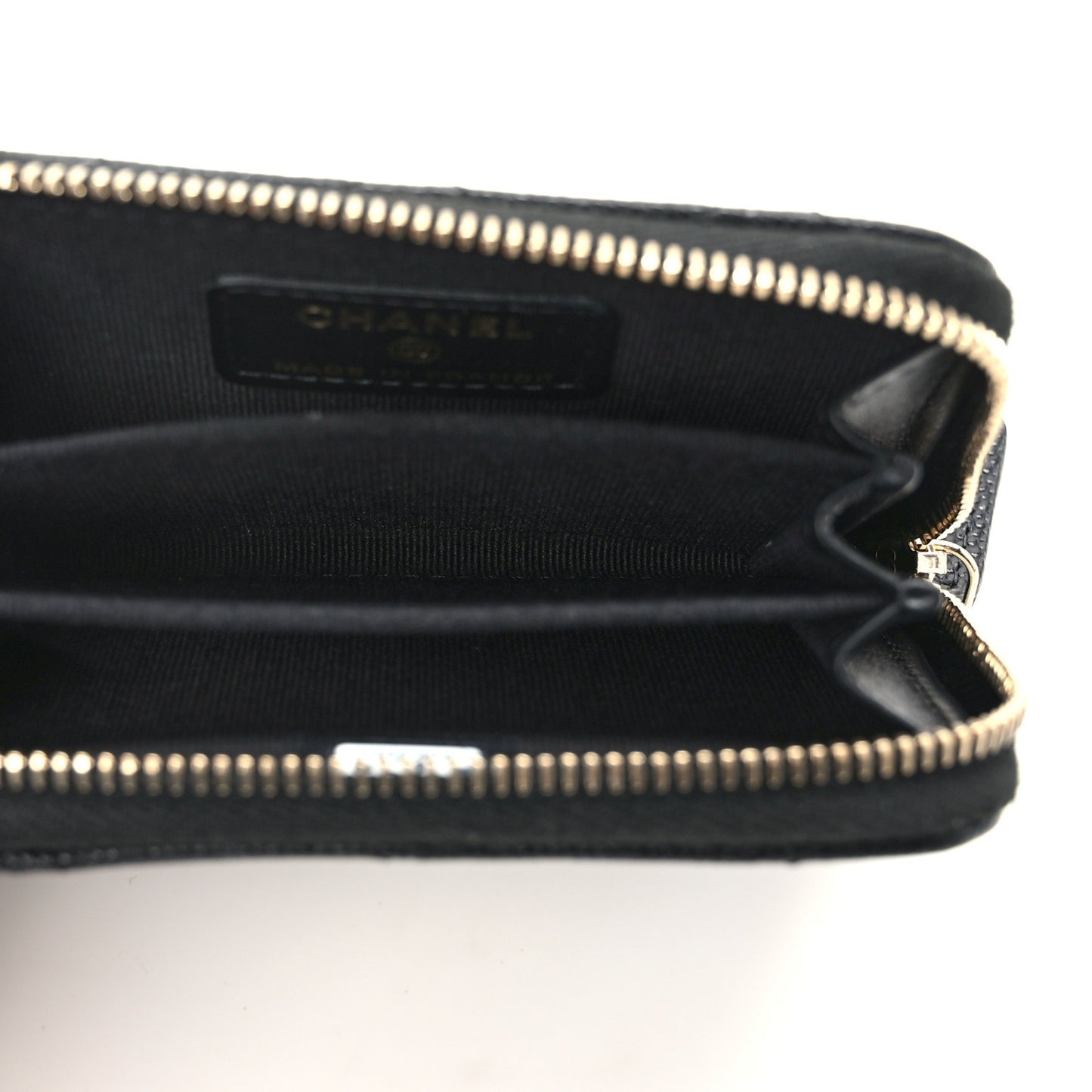 Shiny Caviar Quilted Strass CC Zip Coin Purse Black