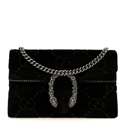 Gucci Velvet Skipper Crystal GG Monogram Super Mini Dionysus Shoulder Bag Black 1 of 10