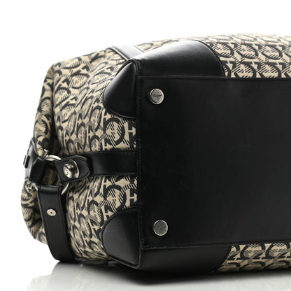 Salvatore Ferragamo Canvas Calfskin Gancini Weekender Bag Black 6 of 7