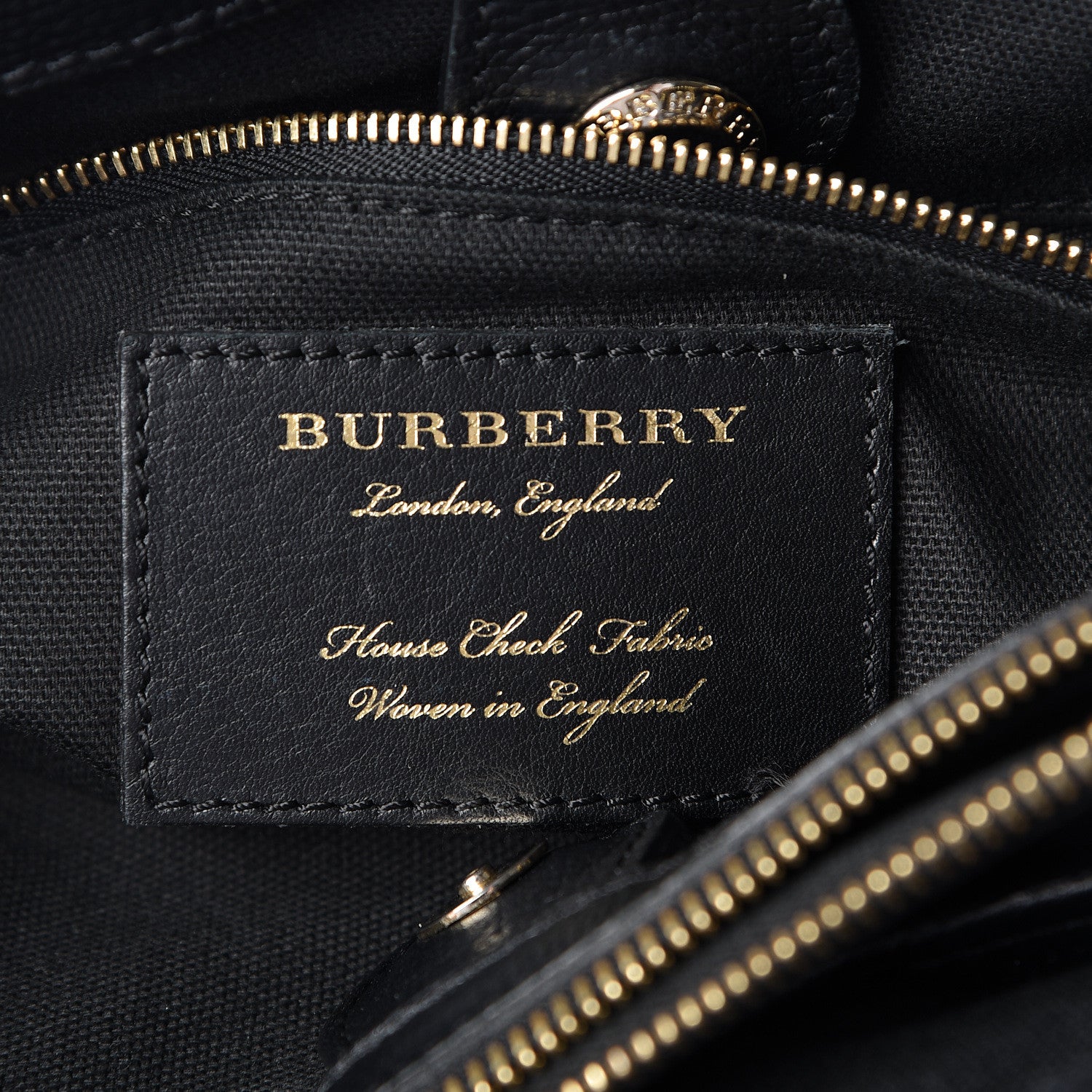 Burberry Grainy Calfskin House Check Medium Banner Tote Black 7 of 13