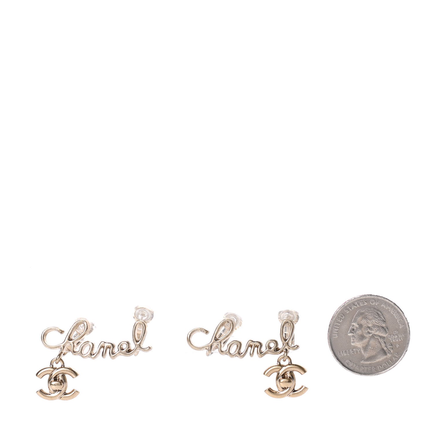 Chanel Metal CC Turnlock Climber Clip On Earrings Gold 2 of 5