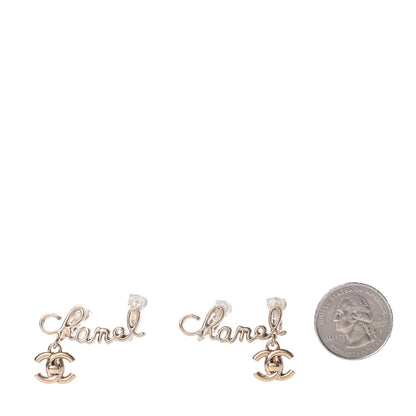 Chanel Metal CC Turnlock Climber Clip On Earrings Gold 2 of 5