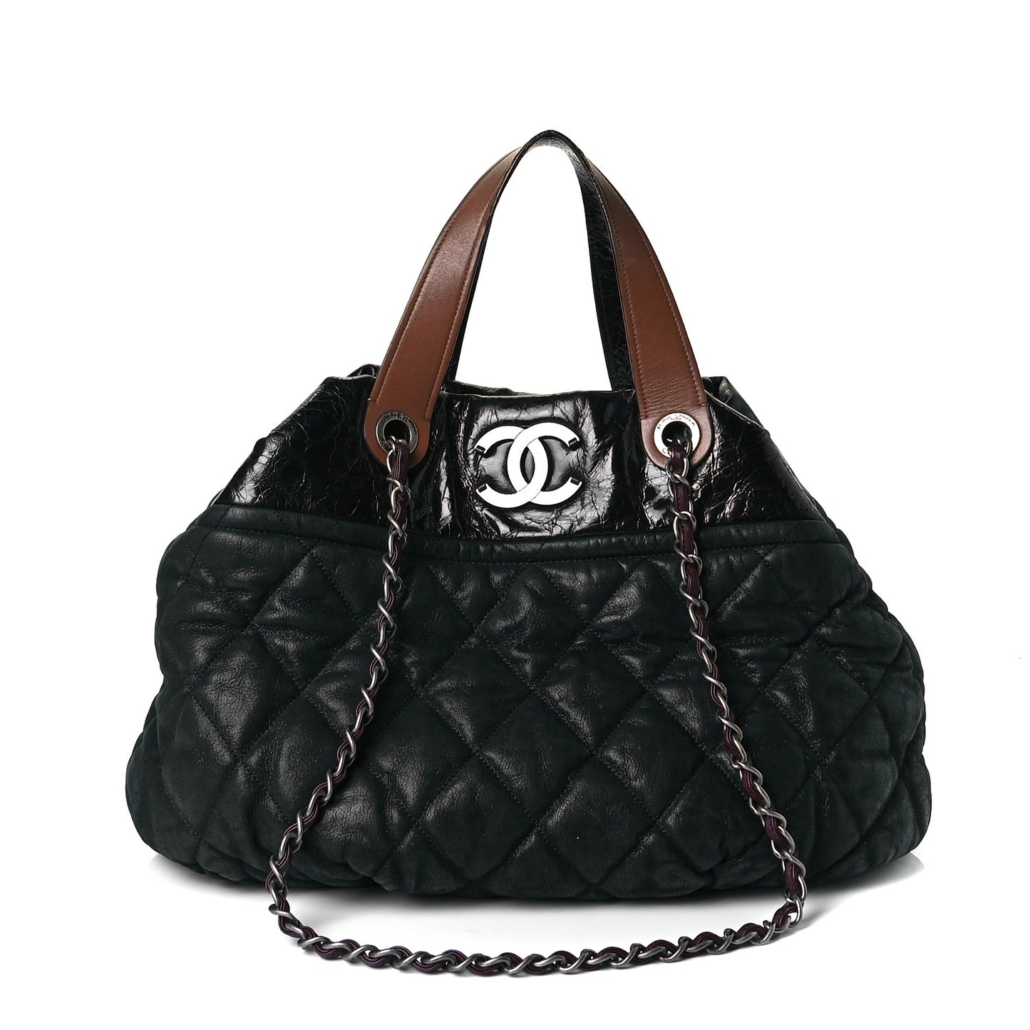 Iridescent Calfskin In the Mix Tote Black